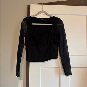 ASOS Black Mesh Long Sleeve Top